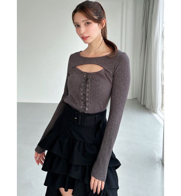 RESEXXY「フロントレースアップカットトップス」|Tシャツ・カットソー|