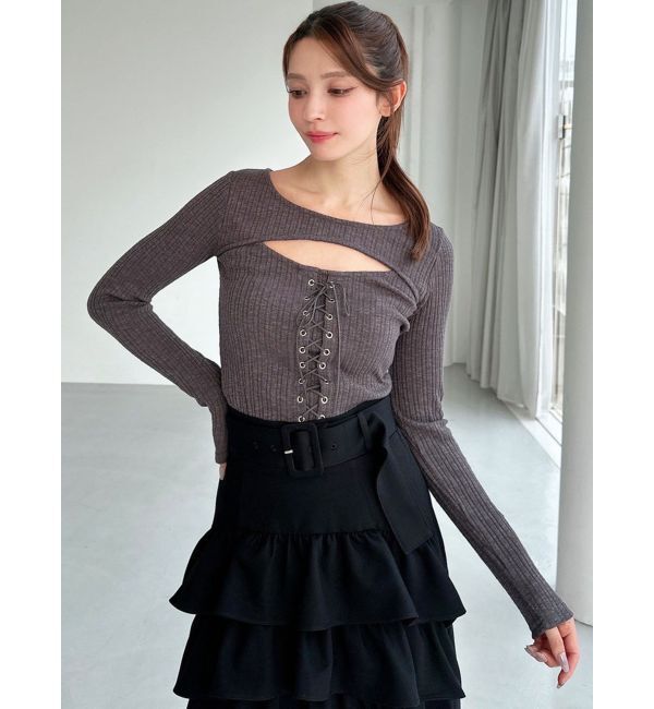 RESEXXY「フロントレースアップカットトップス」|Tシャツ・カットソー|