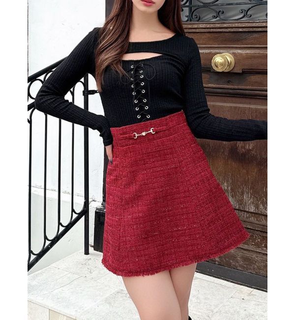 RESEXXY「フロントレースアップカットトップス」|Tシャツ・カットソー|ブラック