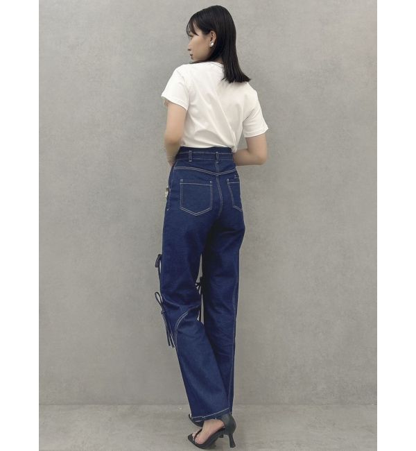 dazzlin「スリットリボンデニムパンツ」|デニム|
