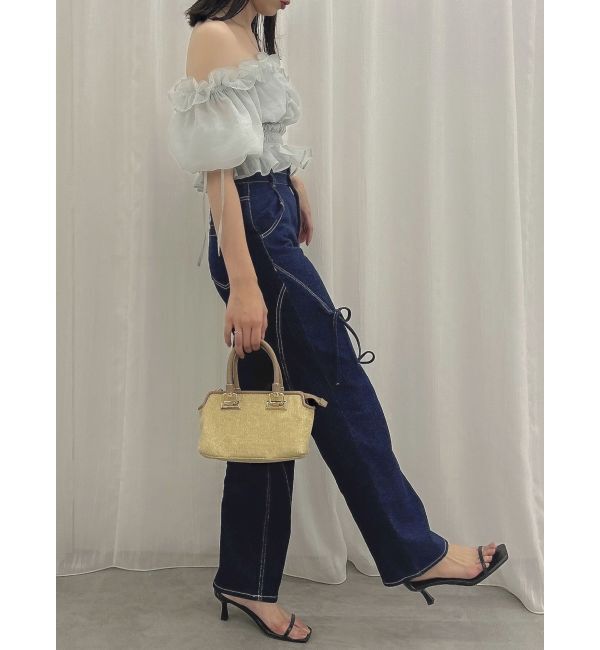 dazzlin「スリットリボンデニムパンツ」|デニム|