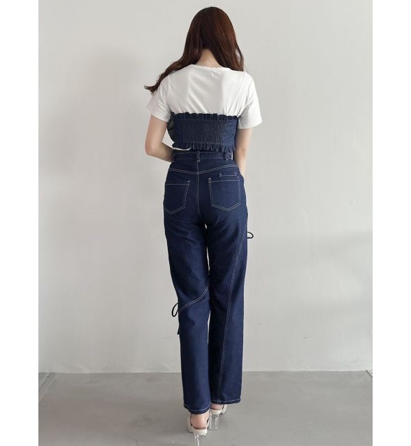 dazzlin「スリットリボンデニムパンツ」|デニム|