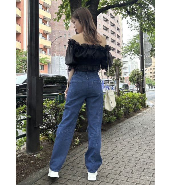 dazzlin「スリットリボンデニムパンツ」|デニム|