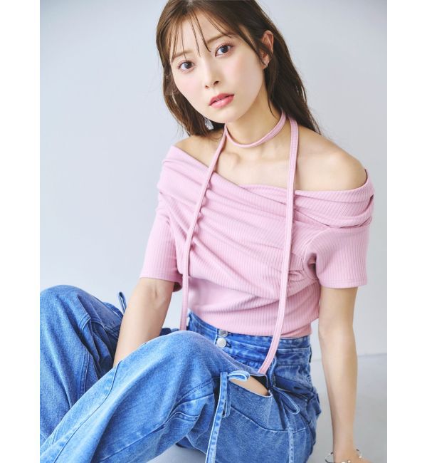 dazzlin「スリットリボンデニムパンツ」|デニム|