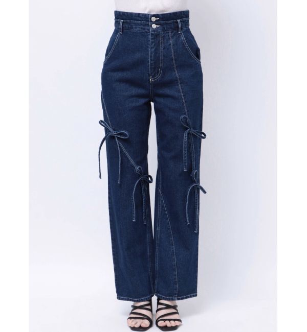dazzlin「スリットリボンデニムパンツ」|デニム|