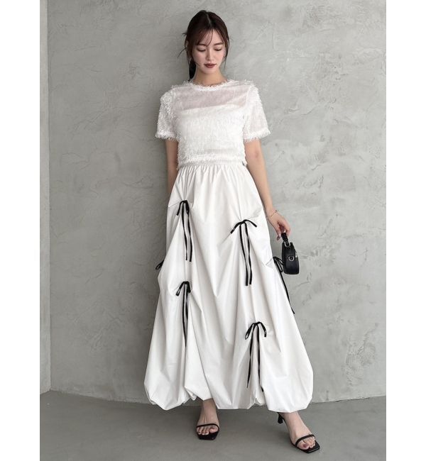 dazzlin「ランダムタックリボンバルーンスカート」|スカート|