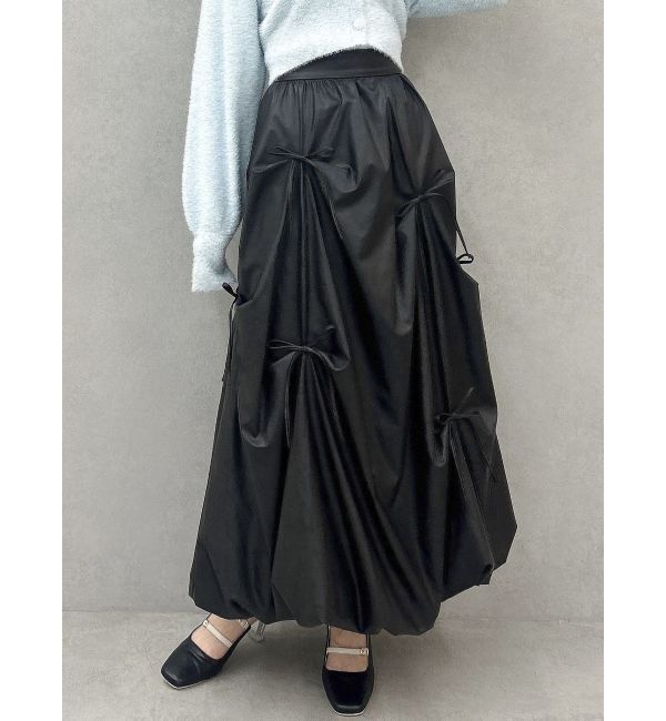 dazzlin「ランダムタックリボンバルーンスカート」|スカート|ブラック