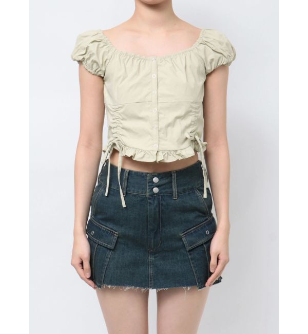 EMODA「ショートスリーブリボントップ」|Tシャツ・カットソー|グリーン