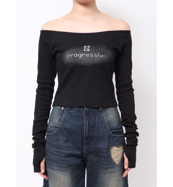 EMODA「ロゴクロップドロングスリーブTシャツ」|Tシャツ・カットソー|