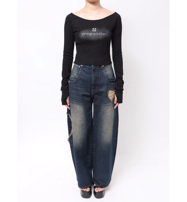 EMODA「ロゴクロップドロングスリーブTシャツ」|Tシャツ・カットソー|