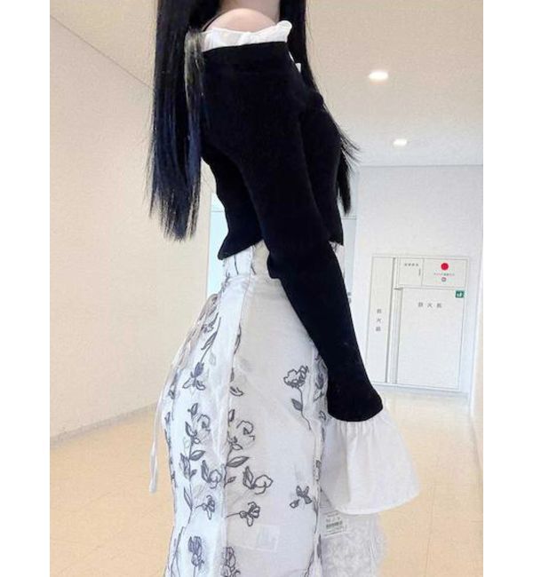 MERCURYDUO「異素材フリルオフショルリブニット」|ニット・セーター|