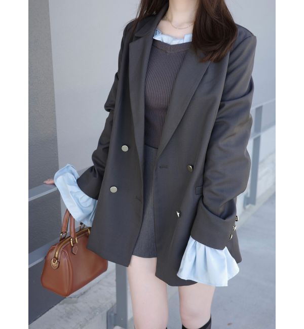 MERCURYDUO「異素材フリルオフショルリブニット」|ニット・セーター|