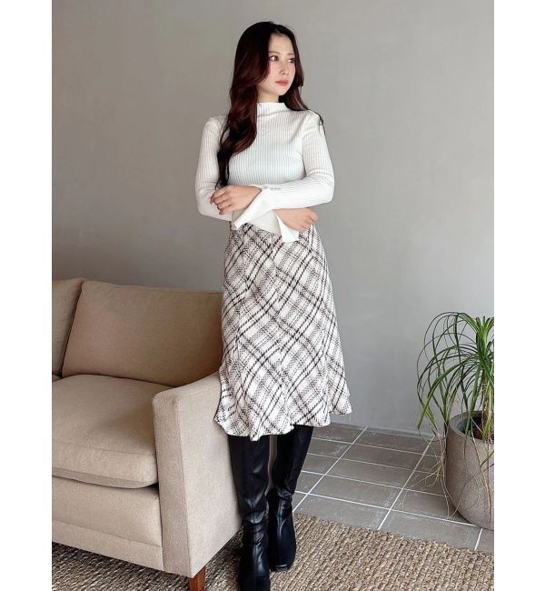 MERCURYDUO「【追加生産】フレアスリーブハイネックリブニット」|ニット・セーター|