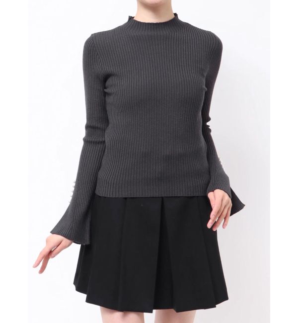 MERCURYDUO「【追加生産】フレアスリーブハイネックリブニット」|ニット・セーター|チャコールグレー