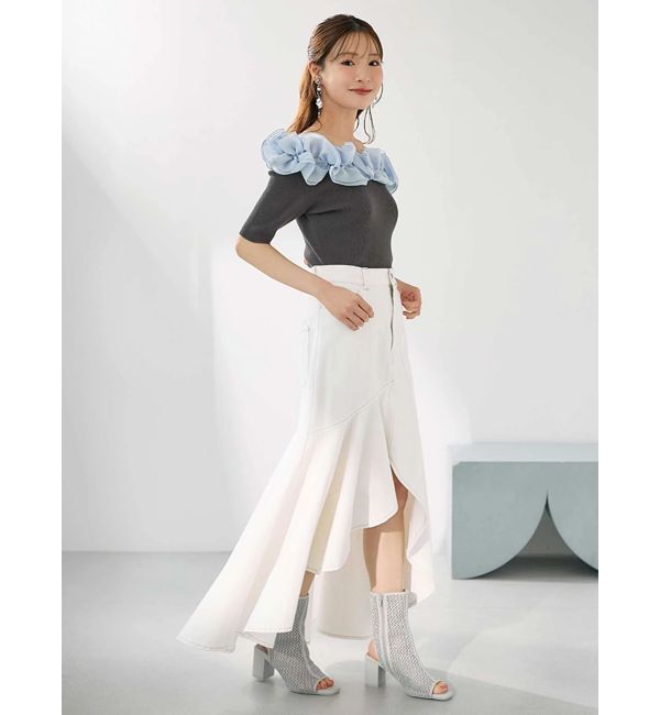 MERCURYDUO「2WAY異素材ランダムラッフルニット」|ニット・セーター|