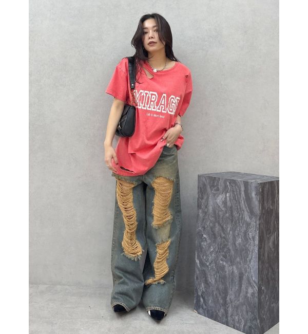 EVRIS「カットダメージBIG Tシャツ」|Tシャツ・カットソー|