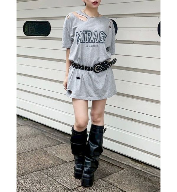 EVRIS「カットダメージBIG Tシャツ」|Tシャツ・カットソー|