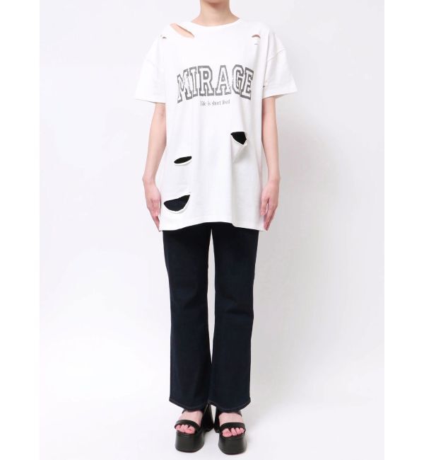 EVRIS「カットダメージBIG Tシャツ」|Tシャツ・カットソー|
