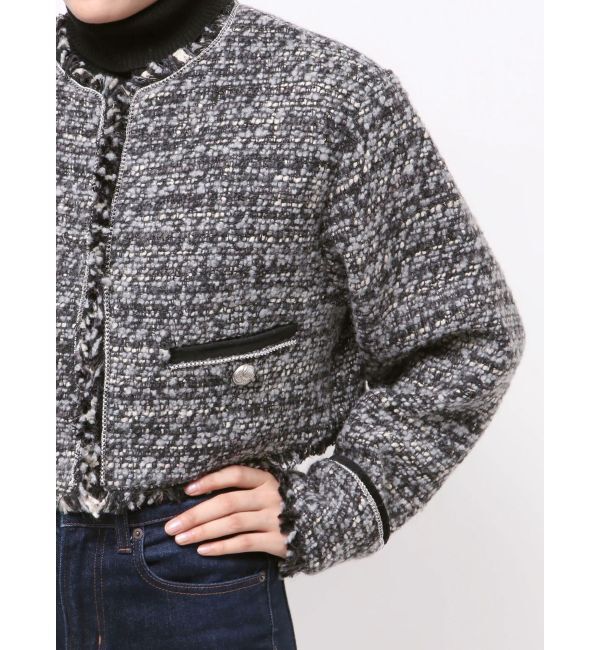 jouetie「【PosTokyo】ノーカラーツイードジャケット」|ノーカラージャケット|