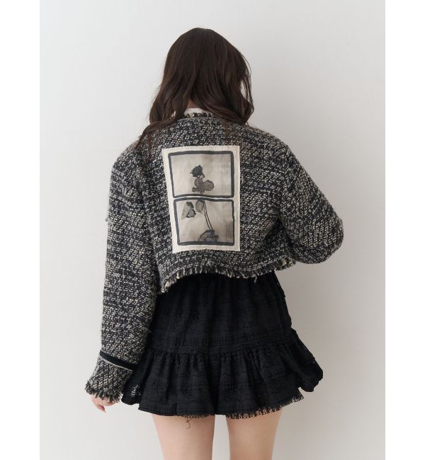jouetie「【PosTokyo】ノーカラーツイードジャケット」|ノーカラージャケット|