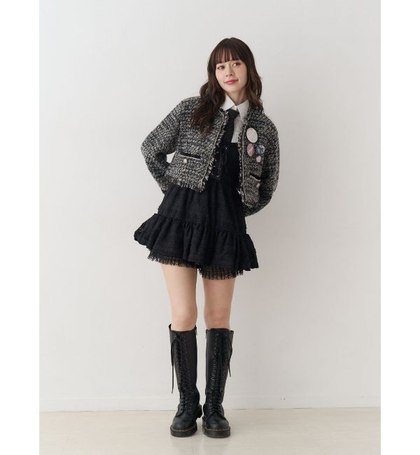 jouetie「【PosTokyo】ノーカラーツイードジャケット」|ノーカラージャケット|