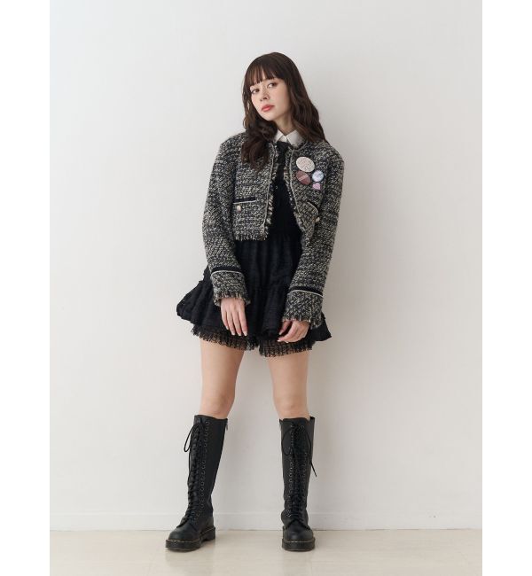 jouetie「【PosTokyo】ノーカラーツイードジャケット」|ノーカラージャケット|