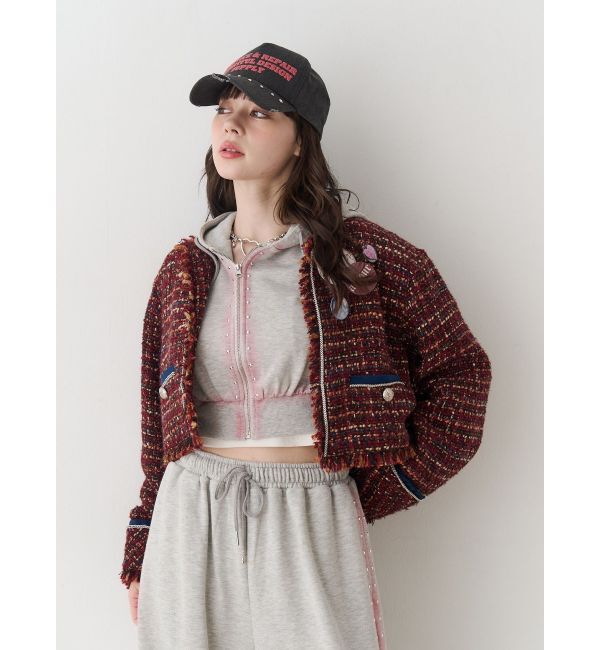 jouetie「【PosTokyo】ノーカラーツイードジャケット」|ノーカラージャケット|