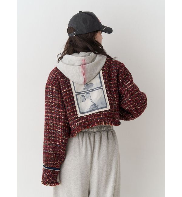 jouetie「【PosTokyo】ノーカラーツイードジャケット」|ノーカラージャケット|