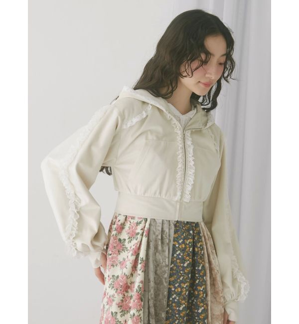 merry jenny「ベロアレースジップパーカー」|パーカー|