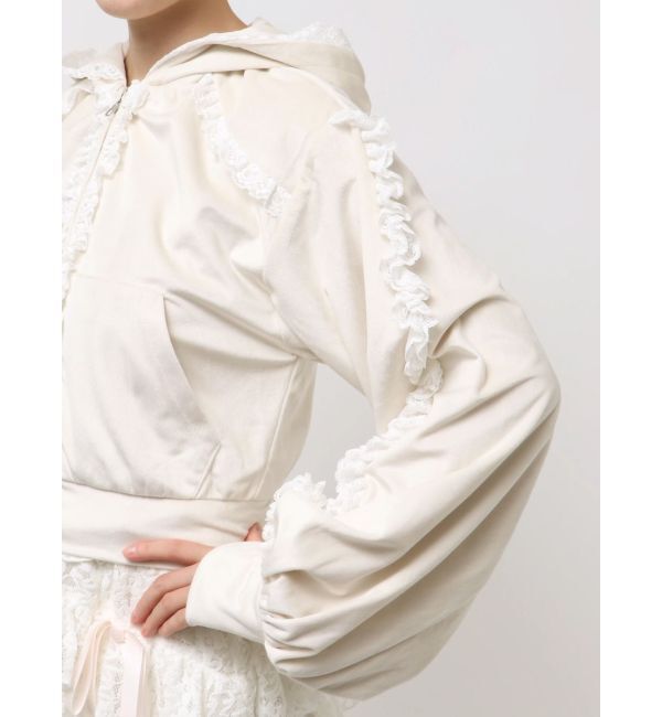 merry jenny「ベロアレースジップパーカー」|パーカー|