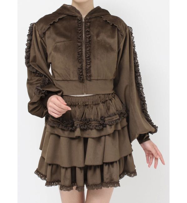 merry jenny「ベロアレースジップパーカー」|パーカー|