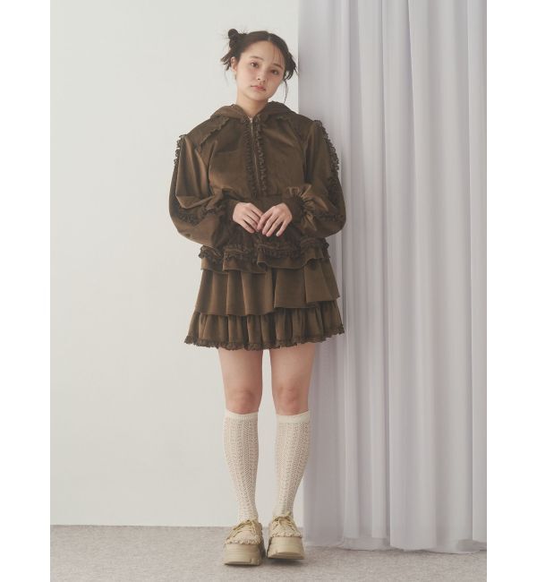 merry jenny「ベロアレースジップパーカー」|パーカー|