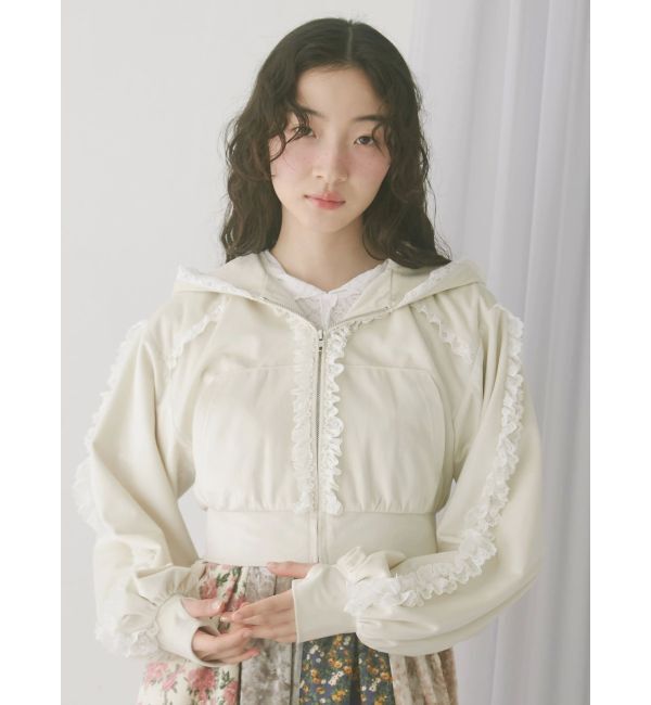 merry jenny「ベロアレースジップパーカー」|パーカー|