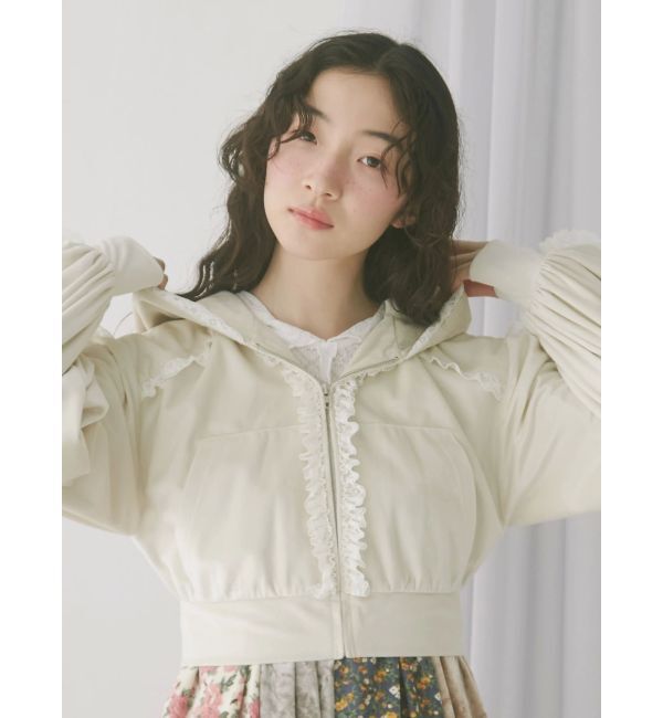 merry jenny「ベロアレースジップパーカー」|パーカー|