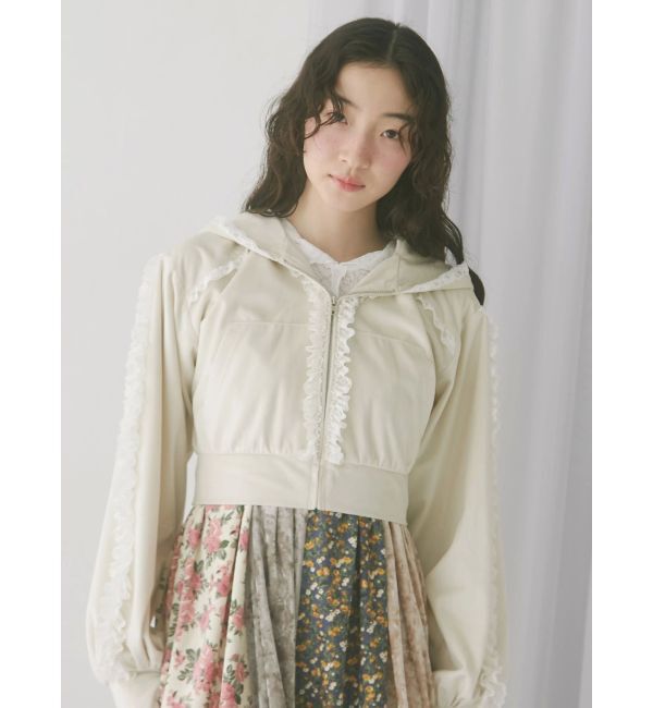 merry jenny「ベロアレースジップパーカー」|パーカー|