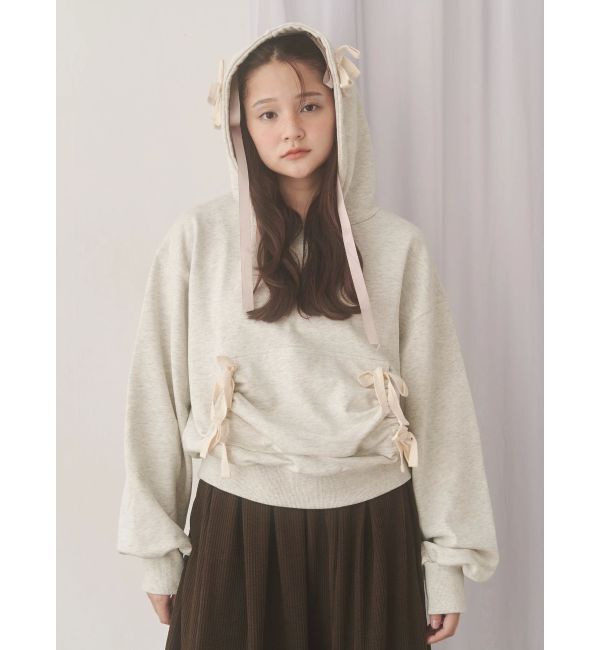 merry jenny「ribbon ribbon hoodie」|パーカー|ライトグレー