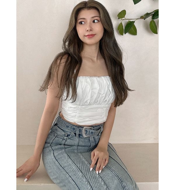 GYDA「ギャザーショートブラウス」|シャツ・ブラウス|