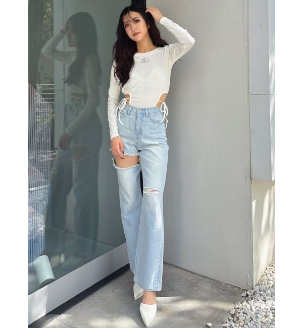 GYDA「Symmetry GYDAサイドオープントップス」|Tシャツ・カットソー|