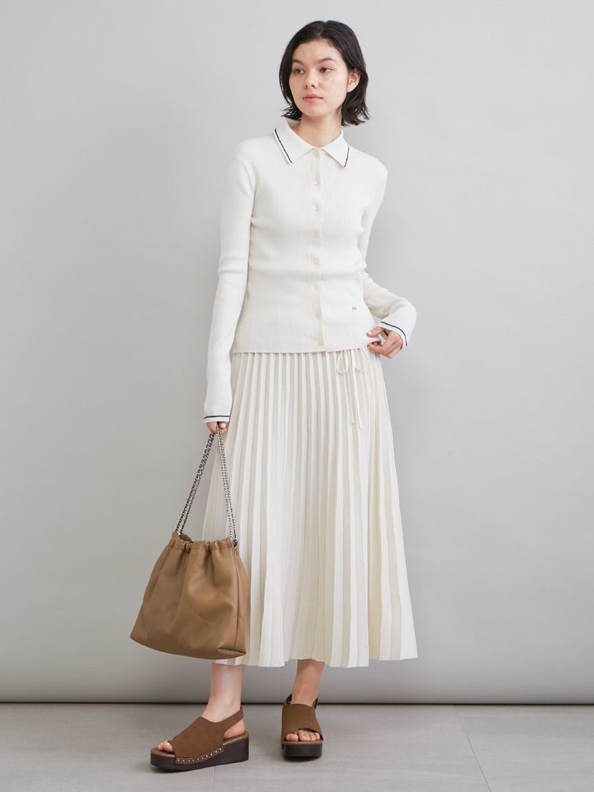 Mila Owen「ポロ衿リブニットカーディガン」|カーディガン|