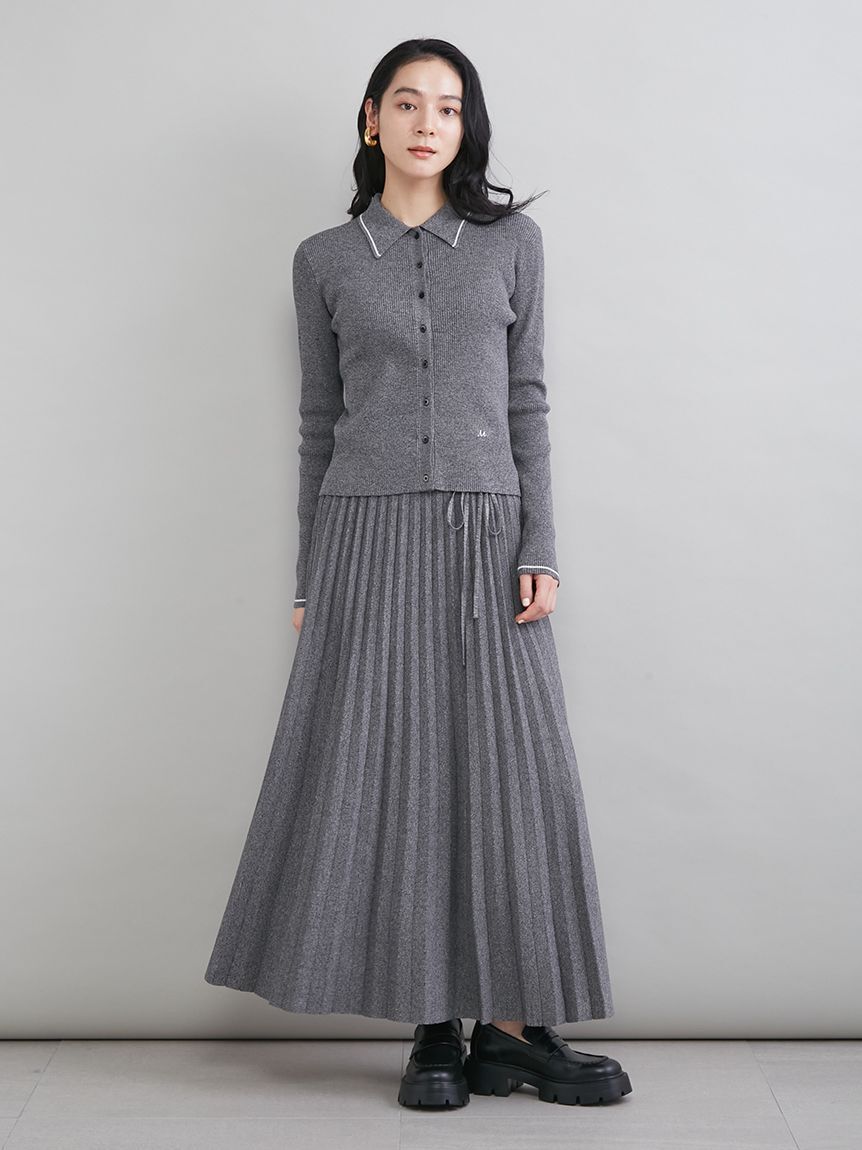 Mila Owen「ポロ衿リブニットカーディガン」|カーディガン|