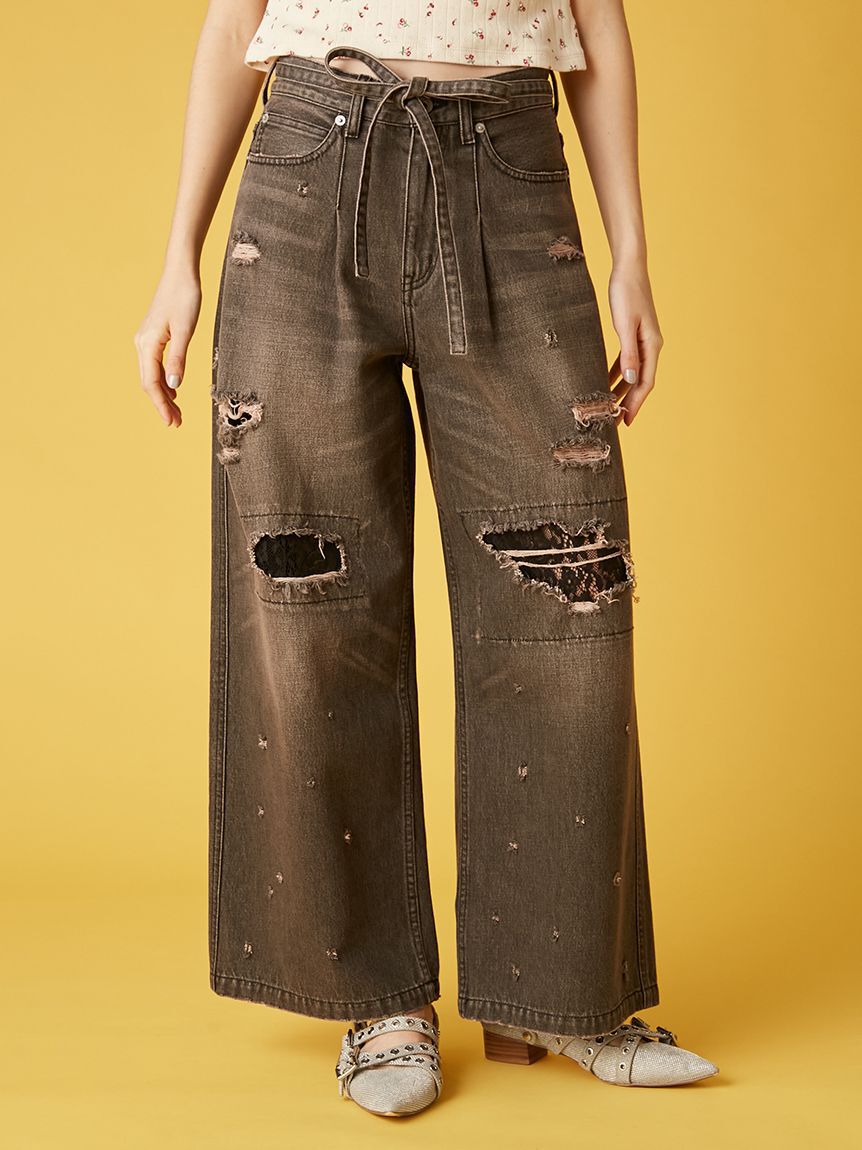 FURFUR「【新色追加】レースクラッシュデニムパンツ」|デニム|