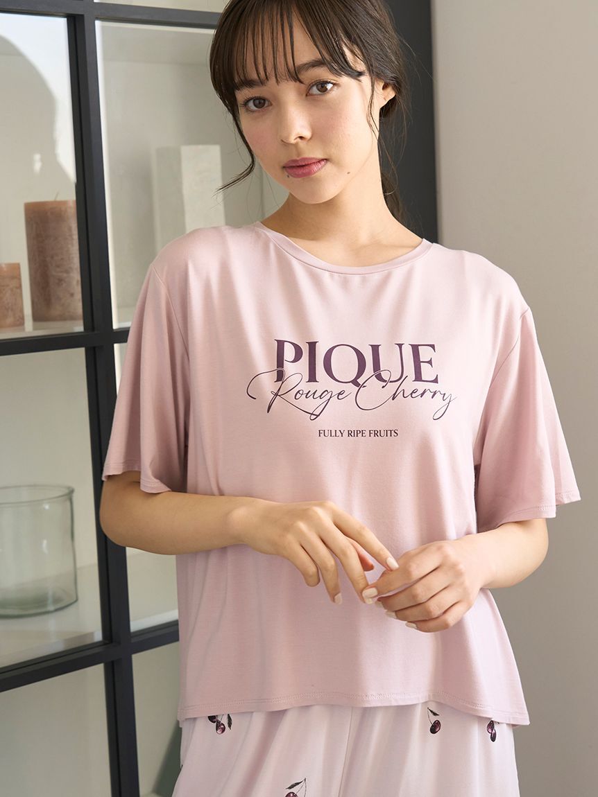 gelato pique「【接触冷感】ルージュチェリーレーヨンロゴTシャツ」|ルームウェア|