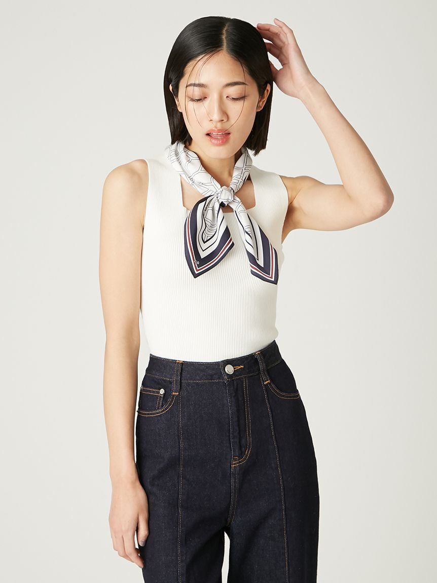 FRAY I.D「スカーフコンビリブニットプルオーバー」|ニット・セーター|