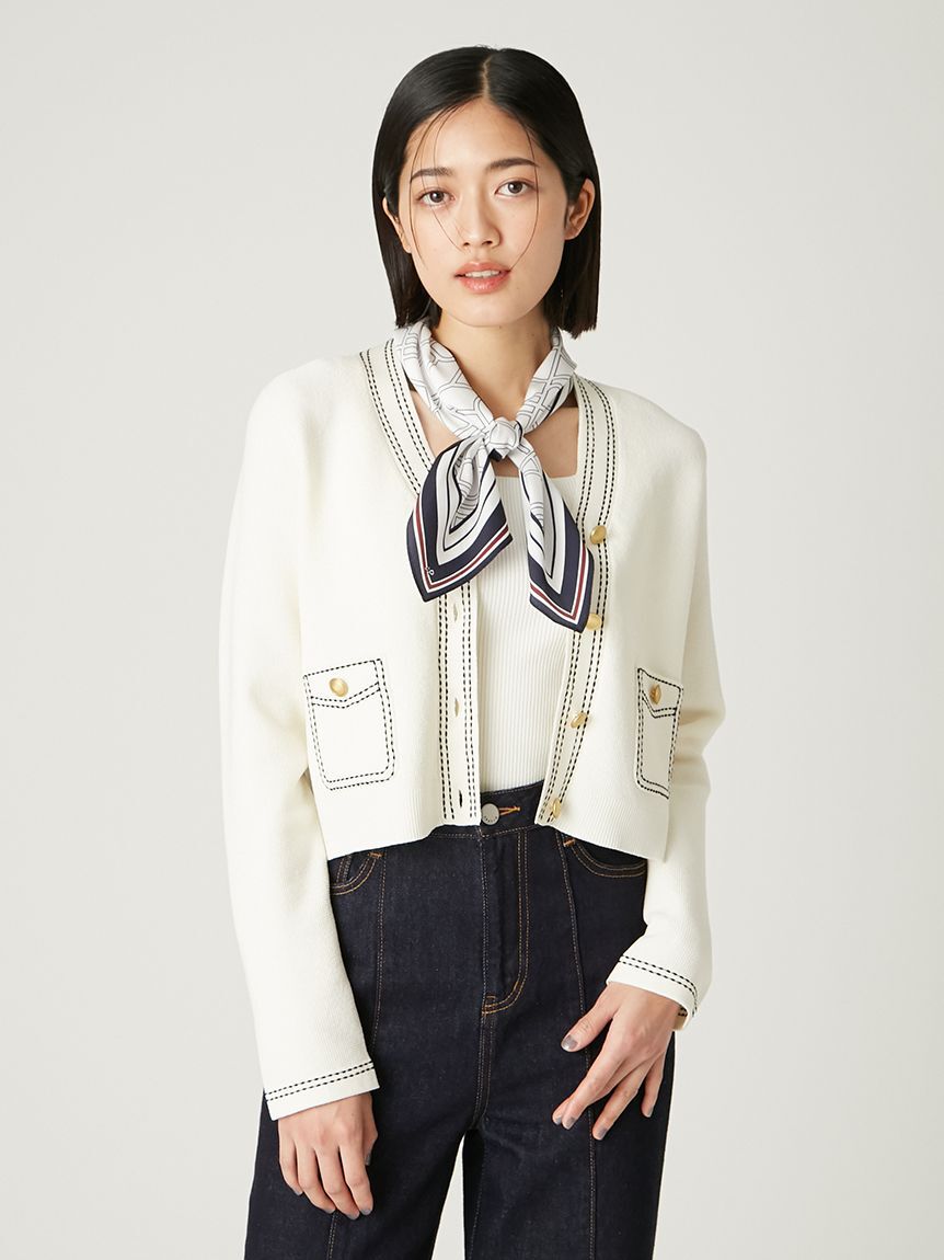 FRAY I.D「スカーフコンビリブニットプルオーバー」|ニット・セーター|