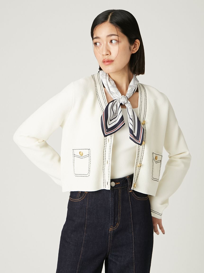 FRAY I.D「スカーフコンビリブニットプルオーバー」|ニット・セーター|