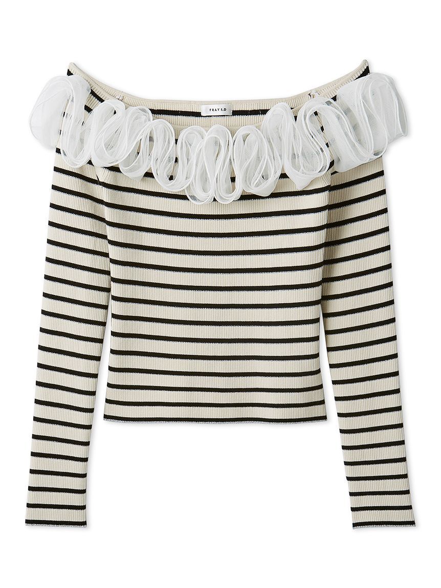 FRAY I.D「フリルコンビオフショルダーリブニット」|ニット・セーター|