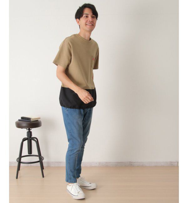 ikka「URBAN NATURE LIFE アーバンネイチャーライフ バイカラードロストTシャツ」|Tシャツ・カットソー|