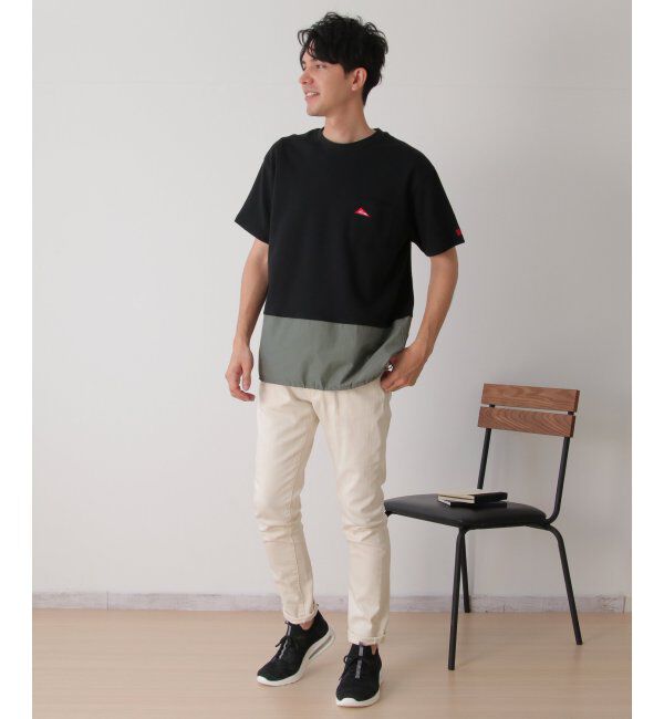 ikka「URBAN NATURE LIFE アーバンネイチャーライフ バイカラードロストTシャツ」|Tシャツ・カットソー|