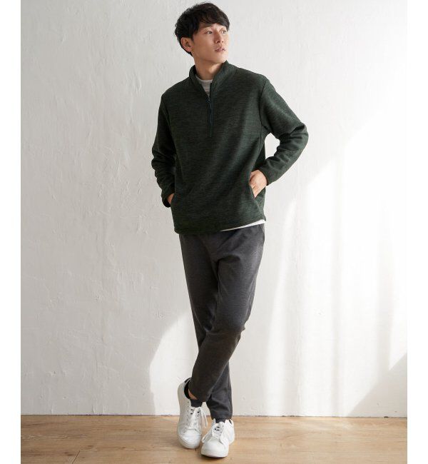 ikka「メランジフリースハーフジッププルオーバー」|パーカー|