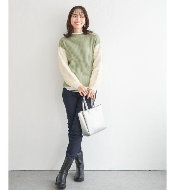 ikka「配色ワイドリブニットプルオーバー」|プルオーバー|
